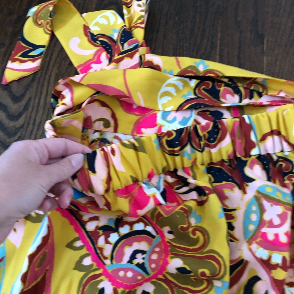*NWOT* LOFT Women’s M Mustard Yellow Floral Paisley Tie Waist Slit Maxi Skirt - Picture 12 of 13